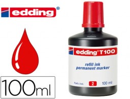 Tinta rotulador edding T-100 roja frasco de 100ml.
